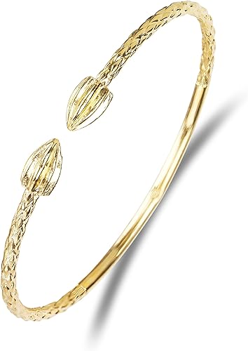 Brazalete de cuerda en espiral de oro amarillo de las Indias Occidentales pulseras de pulsera de oro hecho a mano lindo y ajustable oro real 1 pieza