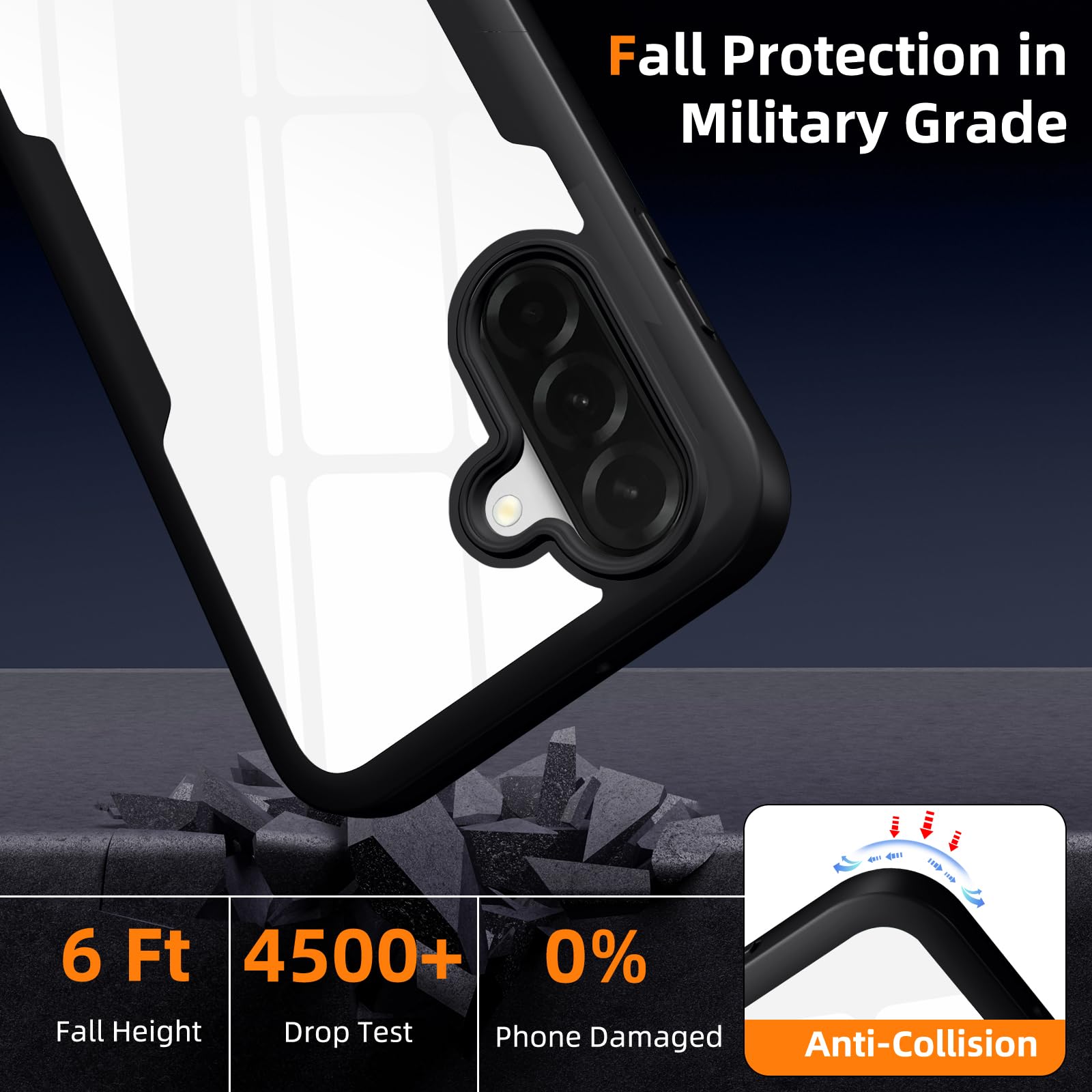 Phoona Etui do Samsung Galaxy A36 5G / A56 5G z przezroczystą folią ochronną, odporne na wstrząsy silikonowe etui 360 stopni pełna ochrona, odporna na zarysowania wytrzymała obudowa do Samsung A36