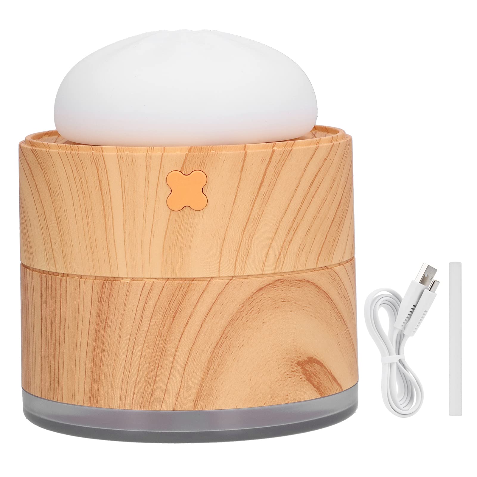 Umidificatore a forma di panino al vapore da 400 ml Umidificatore da tavolo a 2 marce alimentato tramite USBBianco (Colore del legno)
