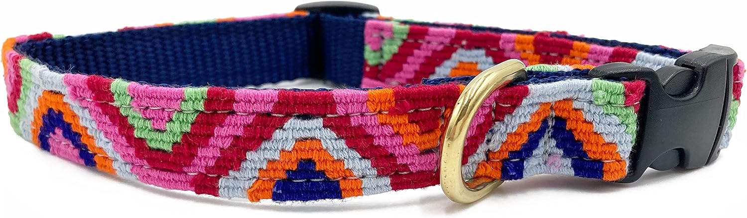 Handmade Cotton Weave Dog Collar - Retro (Small (3/4" Width): 11-15")