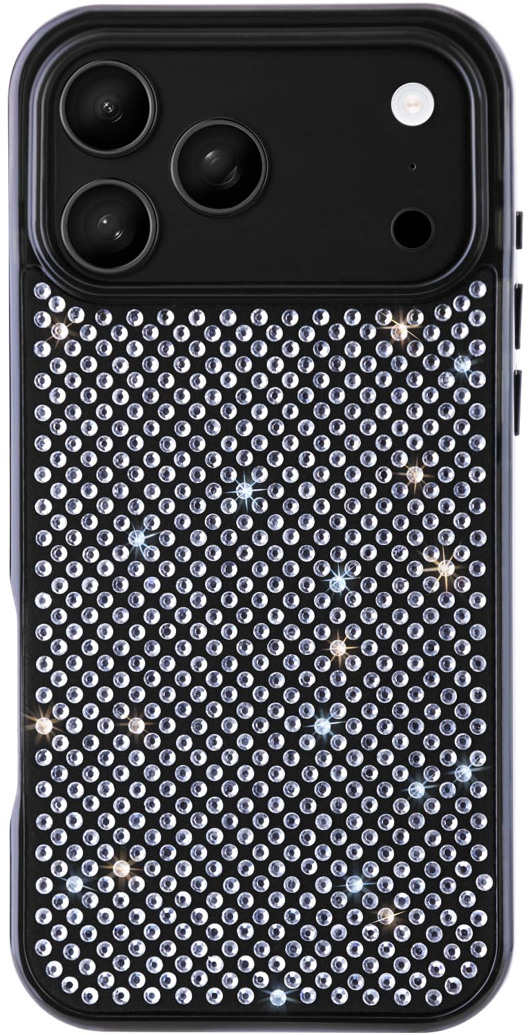 SCORPIFY Custodia per iPhone 9 Pro Max, custodia per iPhone 8 Pro Max con design con diamanti bianchi, custodia protettiva per telefono con strass bianchi, per donne e ragazze, paraurti glitterato con