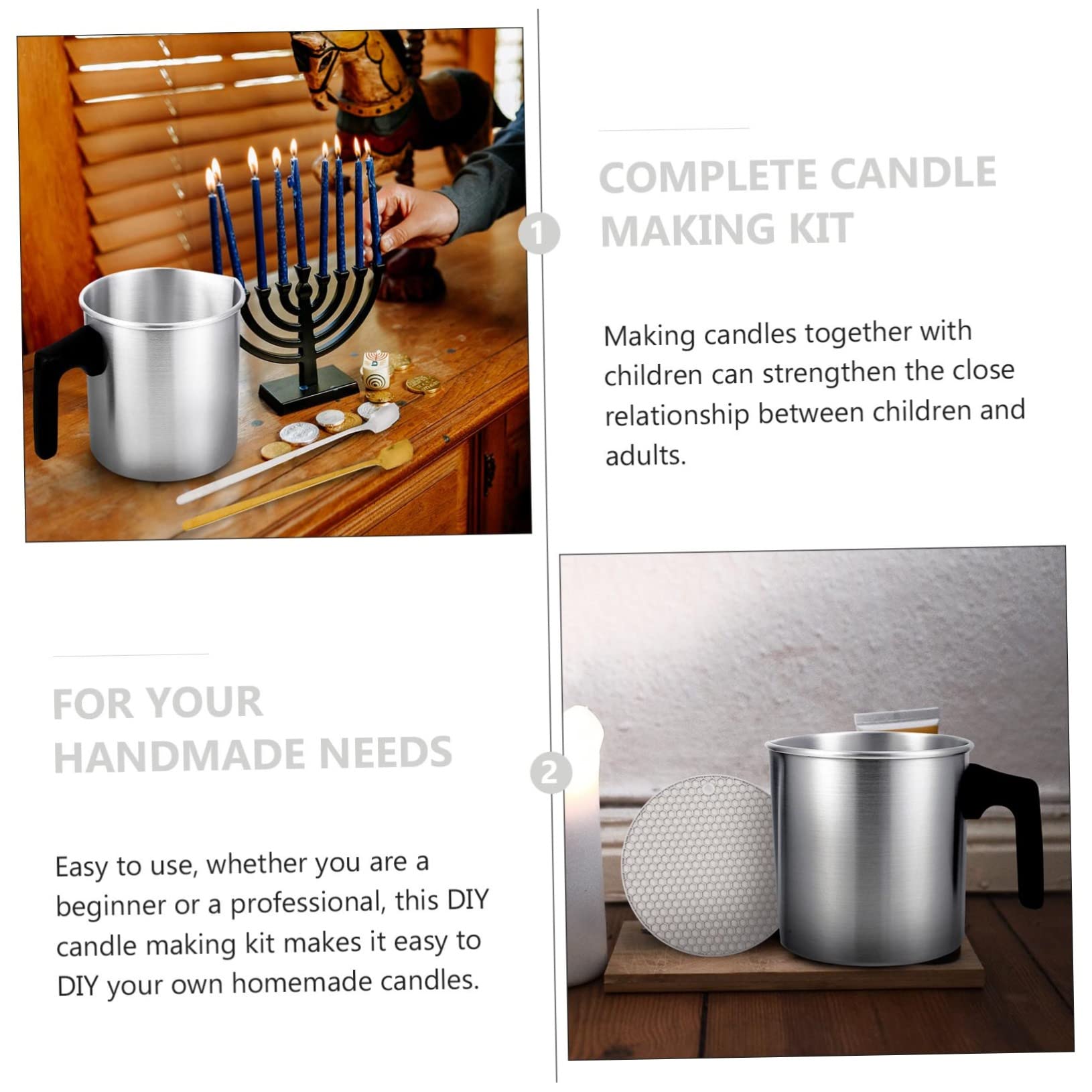 SHINEOFI Kit per Fabbricazione Candele Fai da Te in Acciaio Inox, Pentola per Colare Cera, Facile da Usare per Principianti, Occasioni Speciali Colore Casuale