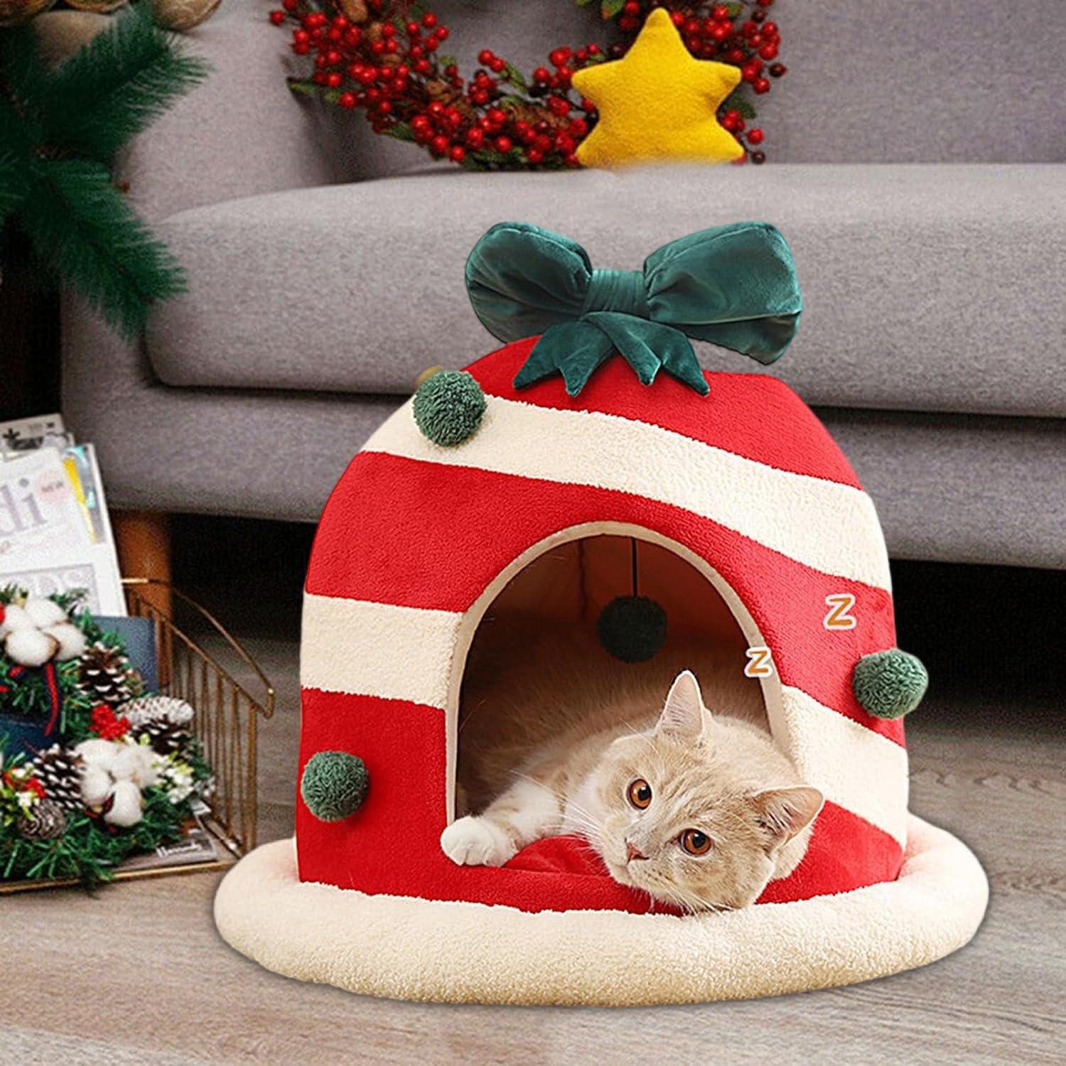 Cama Para Gatos Casa Para Gatos Tienda Para Gatos Cojín Extraíble Acogedor Cama Para Gatos Cueva