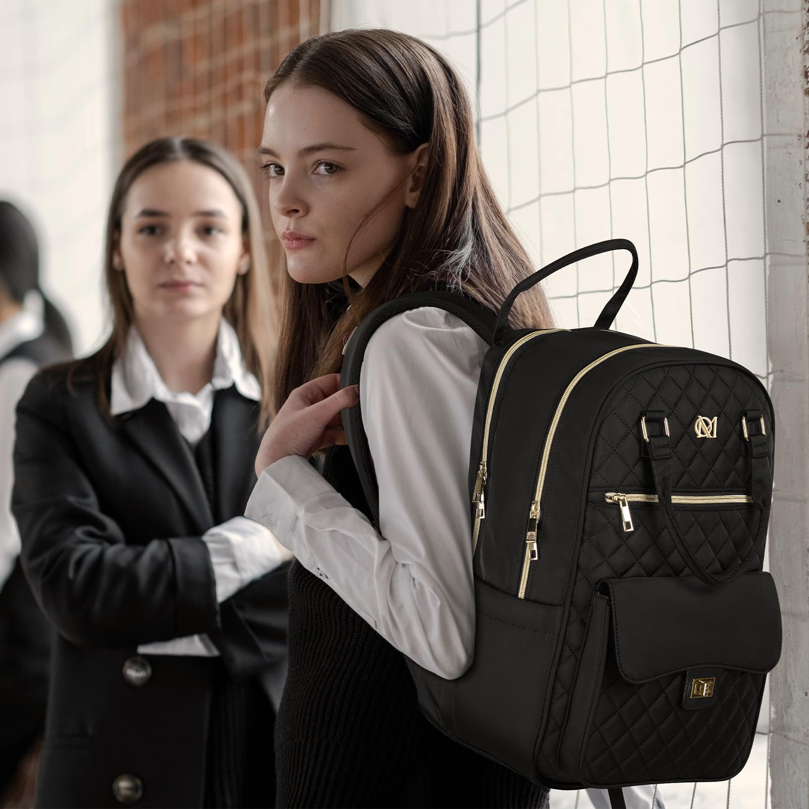 Sac a Dos Femme,Sac à Dos Ordinateur Portable 17,3 Pouces pour travail voyage Loisirs,Sacoche PC Cartable Femme Sac à Dos Scolaire pour college fille,Noire