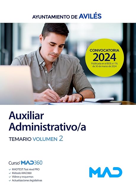 Portada de Auxiliar Administrativo/a. Temario Volumen 2 Ayuntamiento de Avilés