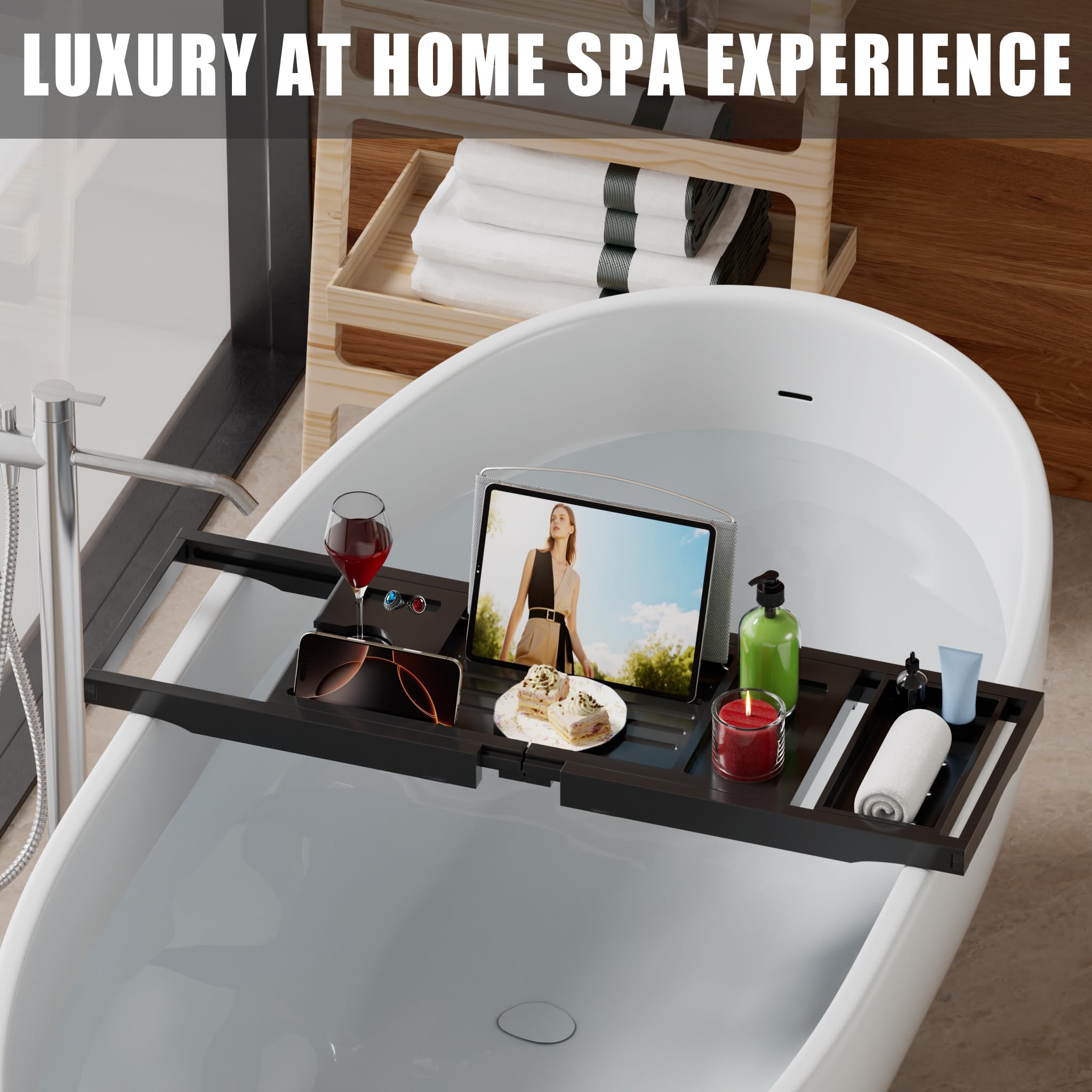 Bamboo Bathtub Caddy - Relax & Unwind -2 Bamboo Bathtub Caddy - Relax & Unwind -2