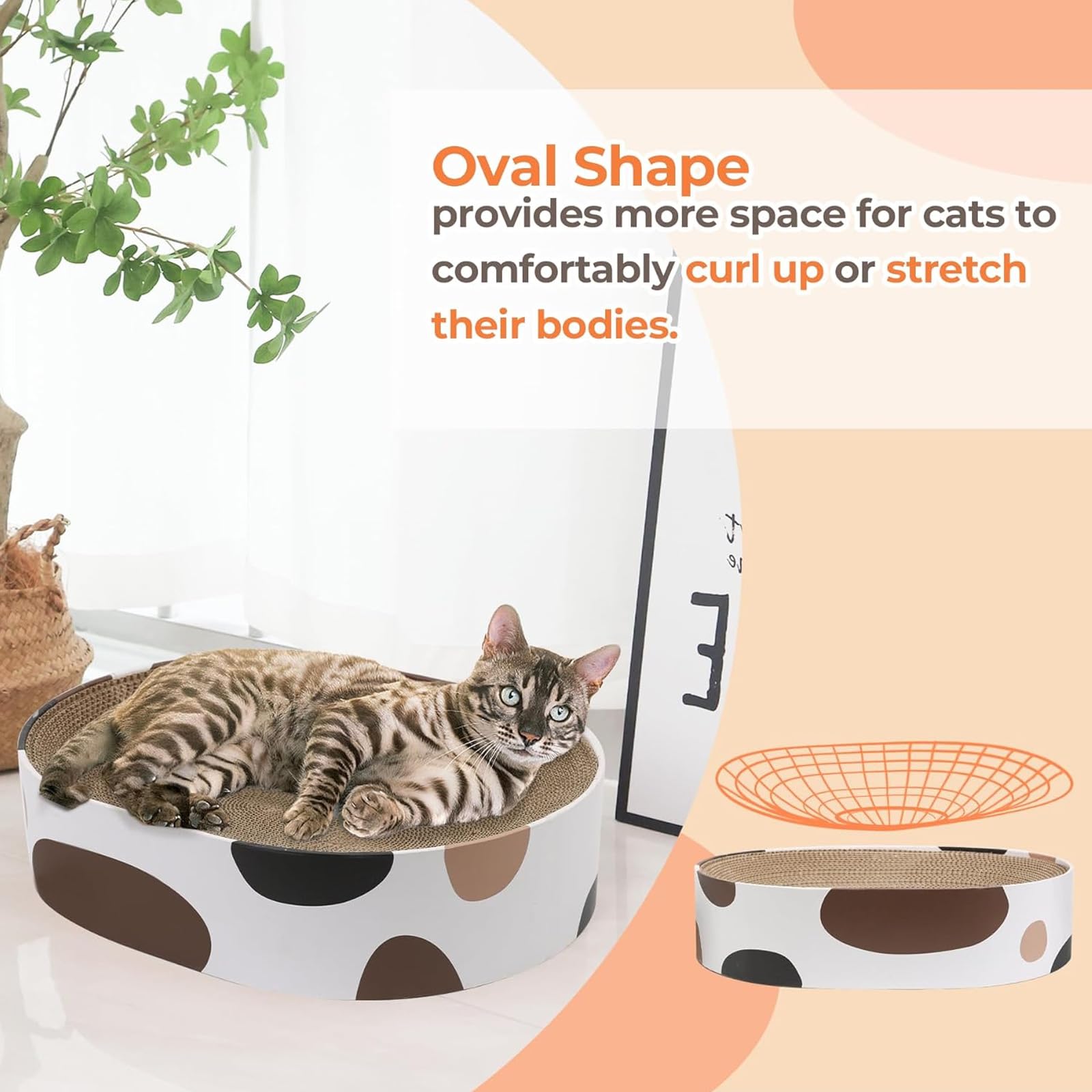 Tablero Rascador Para Gatos, Almohadilla Rascadora Corrugada Ovalada Para Gatos De Interior Que Protegen Muebles, Rascador Para Gatos De Cartón Corrugado, Salón De Cama, Duradero Y Duradero,B