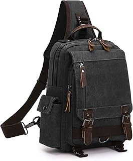 Wind Took Zaino Monospalla Uomo Borsa a Tracolla Vintage Borse Messenger Borsa a Spalla Unisex Zainetto Crossbody per Ciclismo Corsa Viaggio Nero