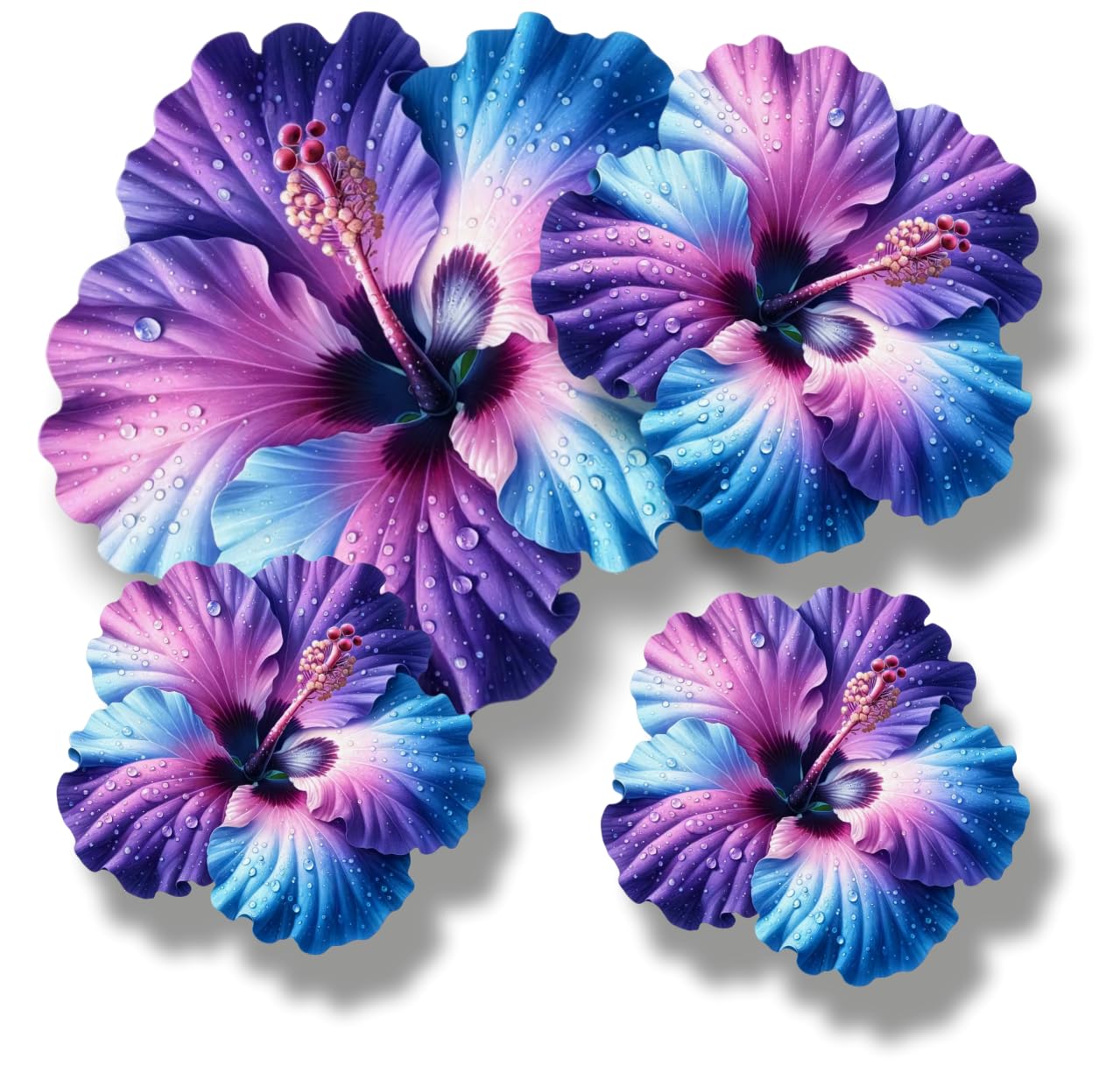 x8 Adesivi in Vinile con Fiori di Ibisco Neon, Decalcomania Floreale Copri Segni, Multiuso Ideale per Bidoni, Auto, Laptop, Bici, Parete, Pattumiera. Camper e Altro. Resistente alle Intemperie e