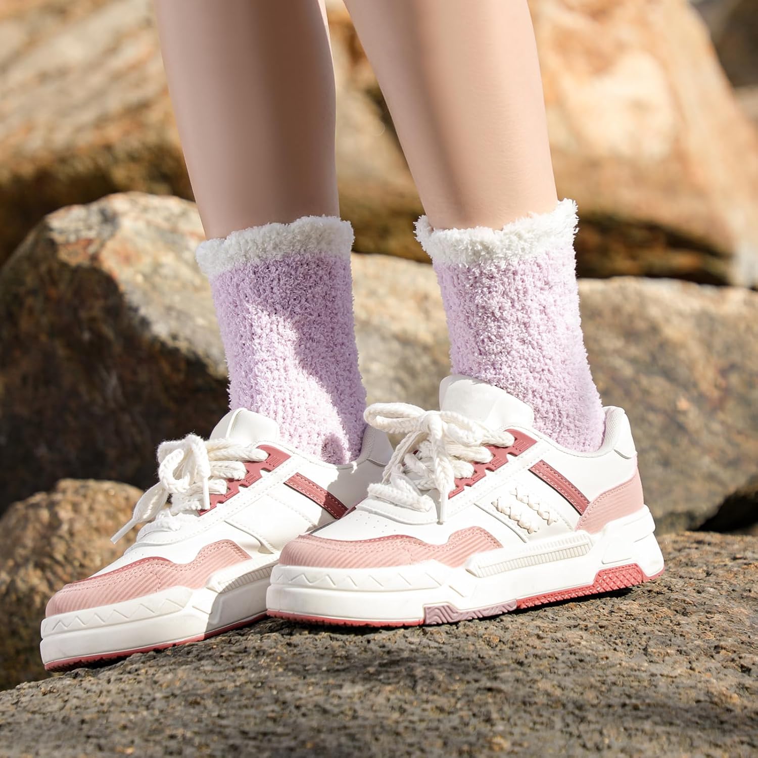 Pleneal Fuzzy Socks for Women - Non Slip Socks Womens, Slipper socks Hospital Sock