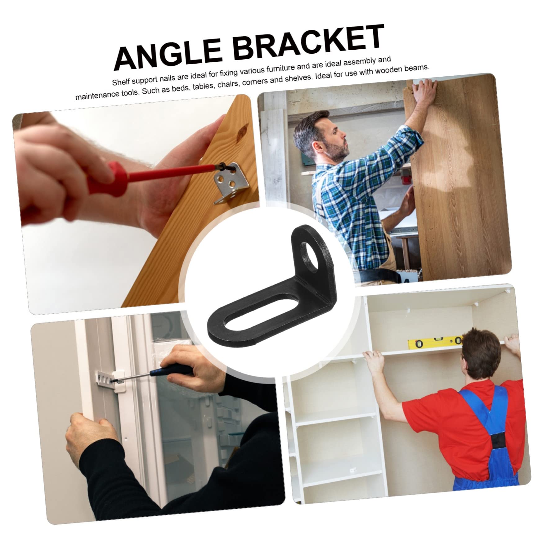 Generic 20pcs Adjustable L-Shaped Corner Code Black Angle Brackets Support Shelf Brace Corner Shelf Bracket Adjustable Corner Bracket Corner Brackets Cabinet Frame Joint Name Iron