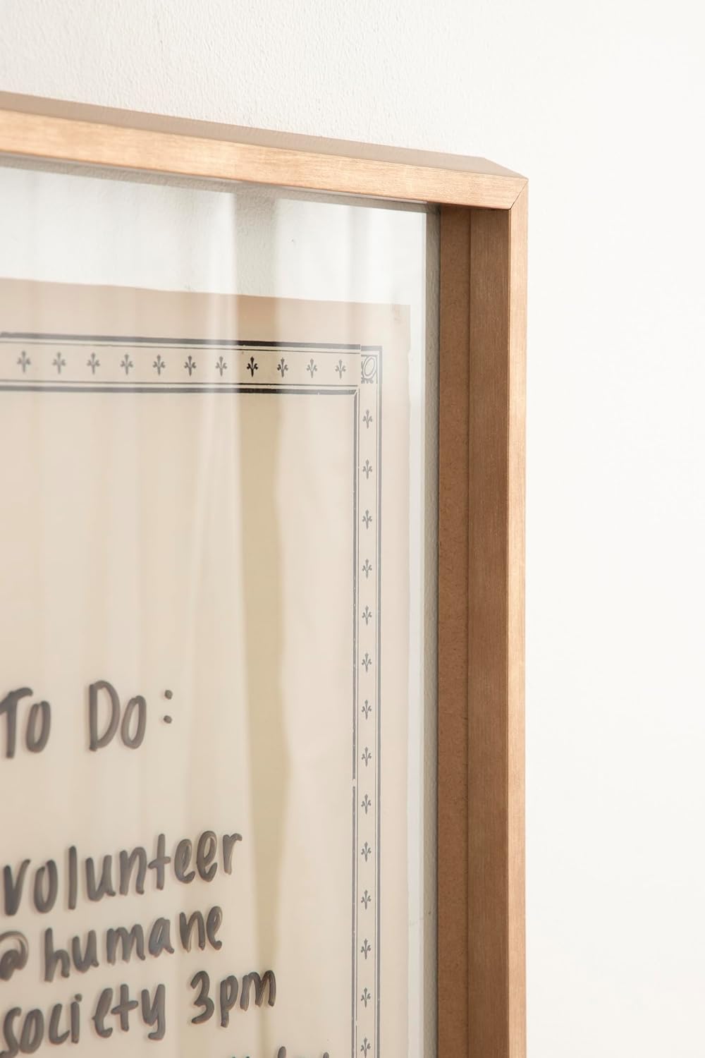 Kate and Laurel Framed Glass Dry Erase Art Vintage Fleur Border Whiteboard for Wall by The Creative Bunch Studio, 18 x 24, Blake Gold Frame, Modern, Dry Erase Art for Wall Decor