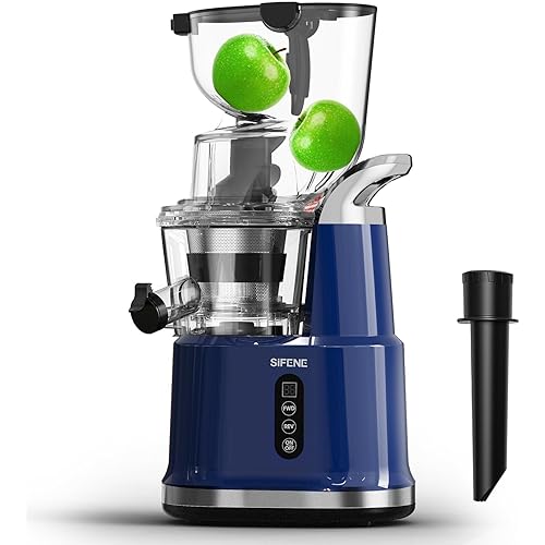 SiFENE Cold Press Juicer Machines Big Mouth 83mm Opening Whole Slow Masticating Juicer Easy Clean Juice Extractor Maker For Full Bodied Fruit Veg Juice High Yield Non-BPA, Blue