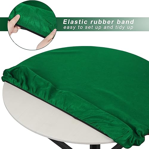 Miniatura 3 de TURSTIN Paquete de 2 manteles de fieltro para mesa de juego de cartas, redondos, elásticos, para juego de mesa, Mahjong Dominó para fiestas, juegos