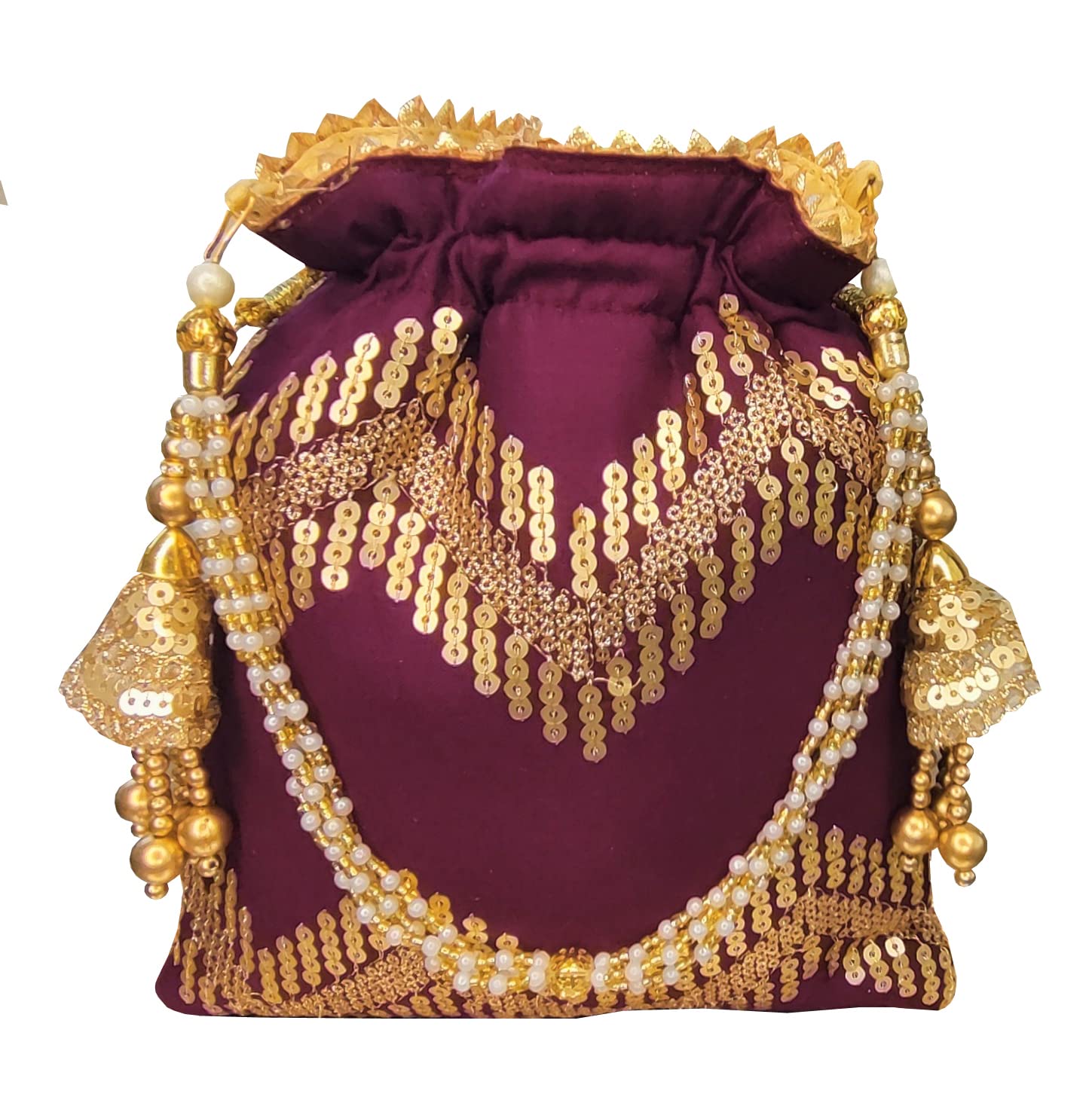 DUCHESS Embellished Beaded Tassel Potli Bag For Weddings (Wine) (B09V7GG8FV) Amazon Price History, Amazon Price Tracker