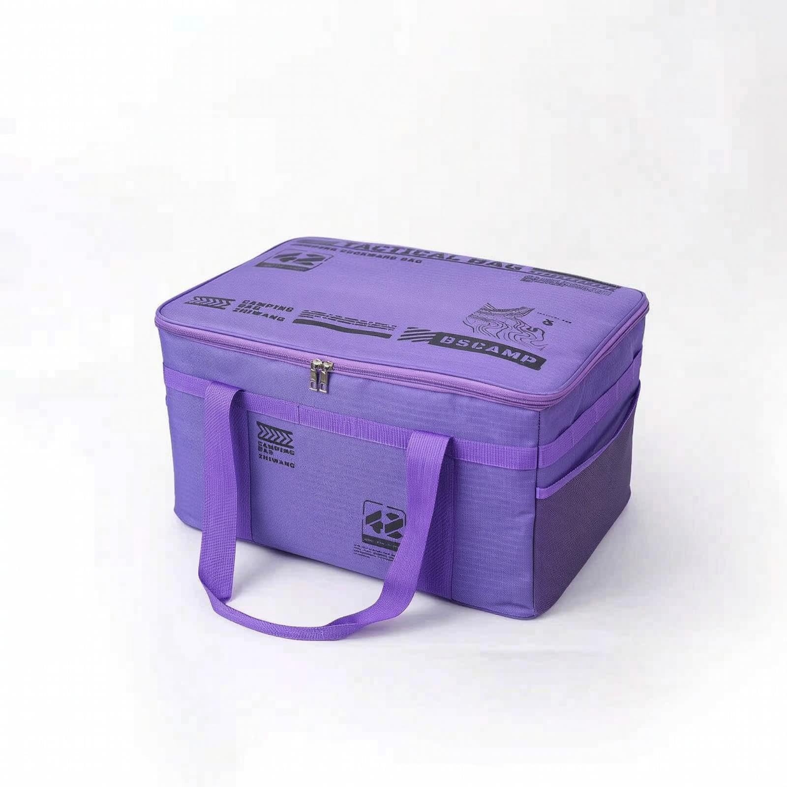 Camping Storage Bag Large Capacity Camping Organizer Bag Waterproof Base Outdoor Storage Box with Zippered Lid for, Picnics-image-13
