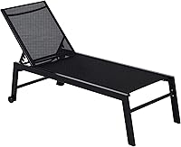 Vista 1 de Outsunny Tumbona para exteriores con ruedas, reclinable de cinco posiciones para tomar el sol, tomar el sol, marco de acero, tela transpirable