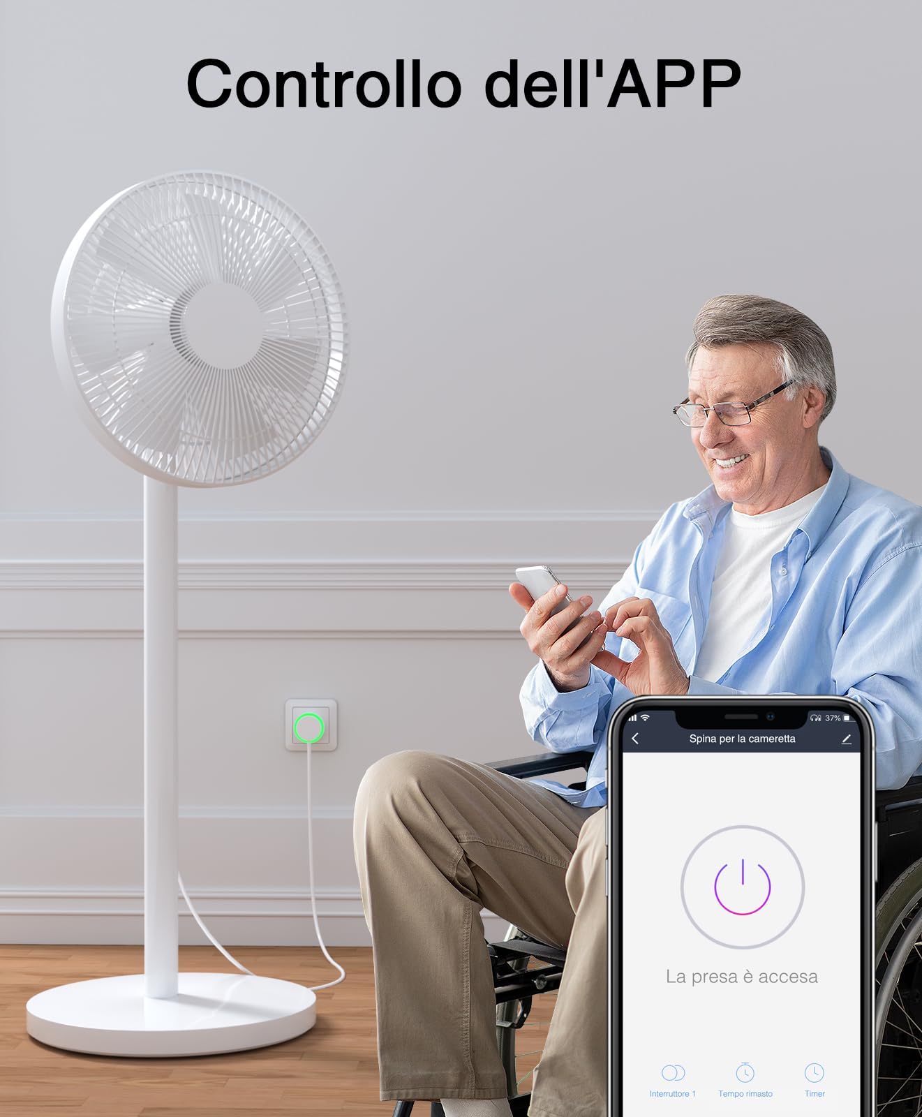 Mini Presa Intelligente, Presa Smart con Funzione Timer e Controllo tramite APP, Monitoraggio Energetico Presa Wi-Fi, Controllo Vocale con Alexa/Google Home, Certificazione TÜV,10A 2500W