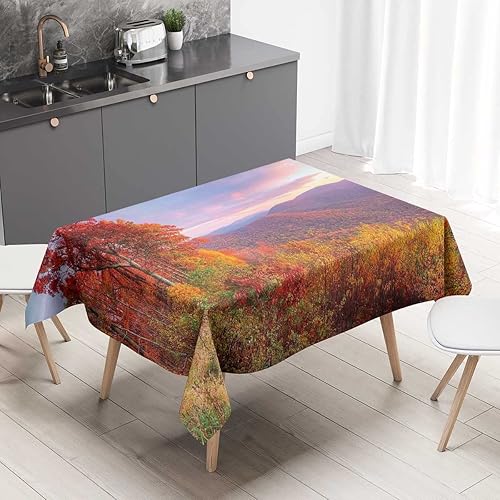 Mantel de montaña Redondo para Mesa de 4 sillas, color naranja, azul, verde, mantel de picnic para bodas, vacaciones, fiestas, 52 x 70 pulgadas Mantel de montaña Redondo para Mesa de 4 sillas, color naranja, azul, verde, mantel de picnic para bodas, vacaciones, fiestas, 52 x 70 pulgadas