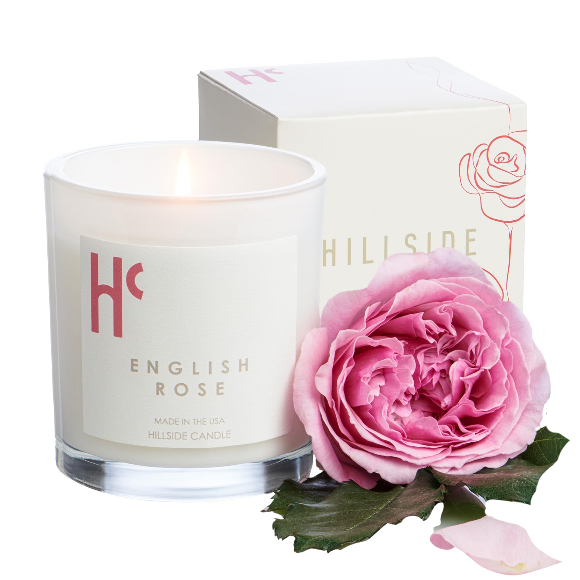 Amazon.com: Hillside Candle English Rose Single Wick Soy Candles