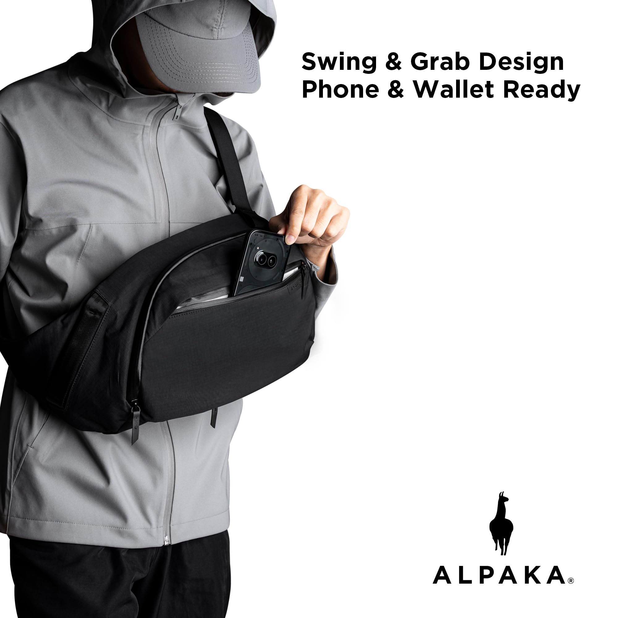 ALPAKA Metro Crossbody Sling Bag 7,5L – Umhängetasche Herren | Wasserfest, Magnetverschluss, Flaschentasche, Phone-Fach, Schultergurt, für 11"-Tablets