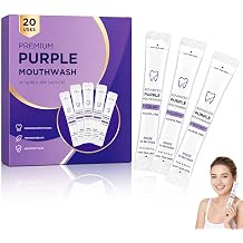 Purple Mouthwash Whitening Sachets 20 Pack, 2026 New Professional Teeth Restoration Mouthwash, Fresh Mint Flavor, Color Correcting, Alcohol Free Gentle Oral Care 1 Boxes