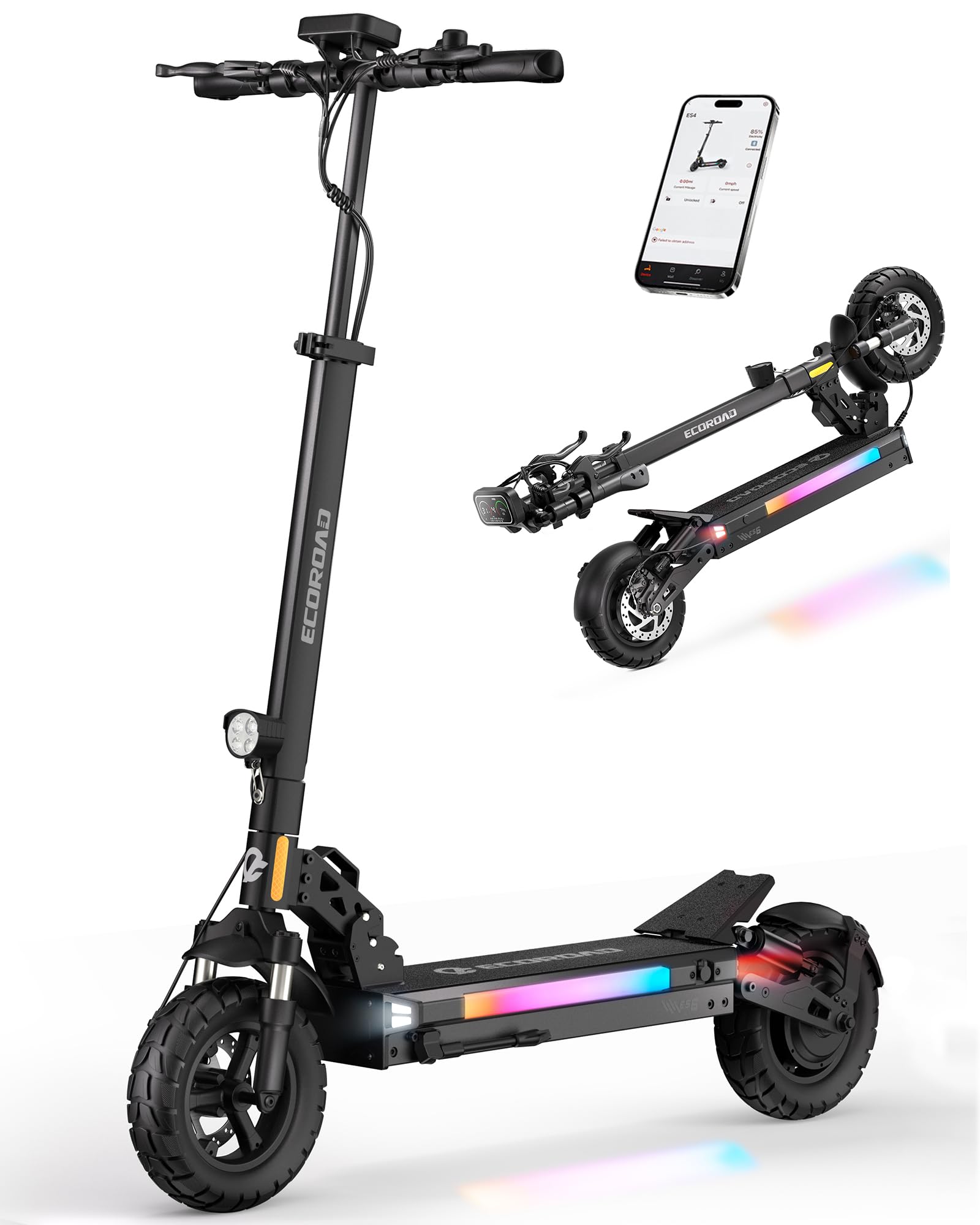 ECOROAD Electric Scooter Adults ES4 ES6 800 1000W Motor 25 31MPH Portable E-Scooter 25 31 Miles Range 8