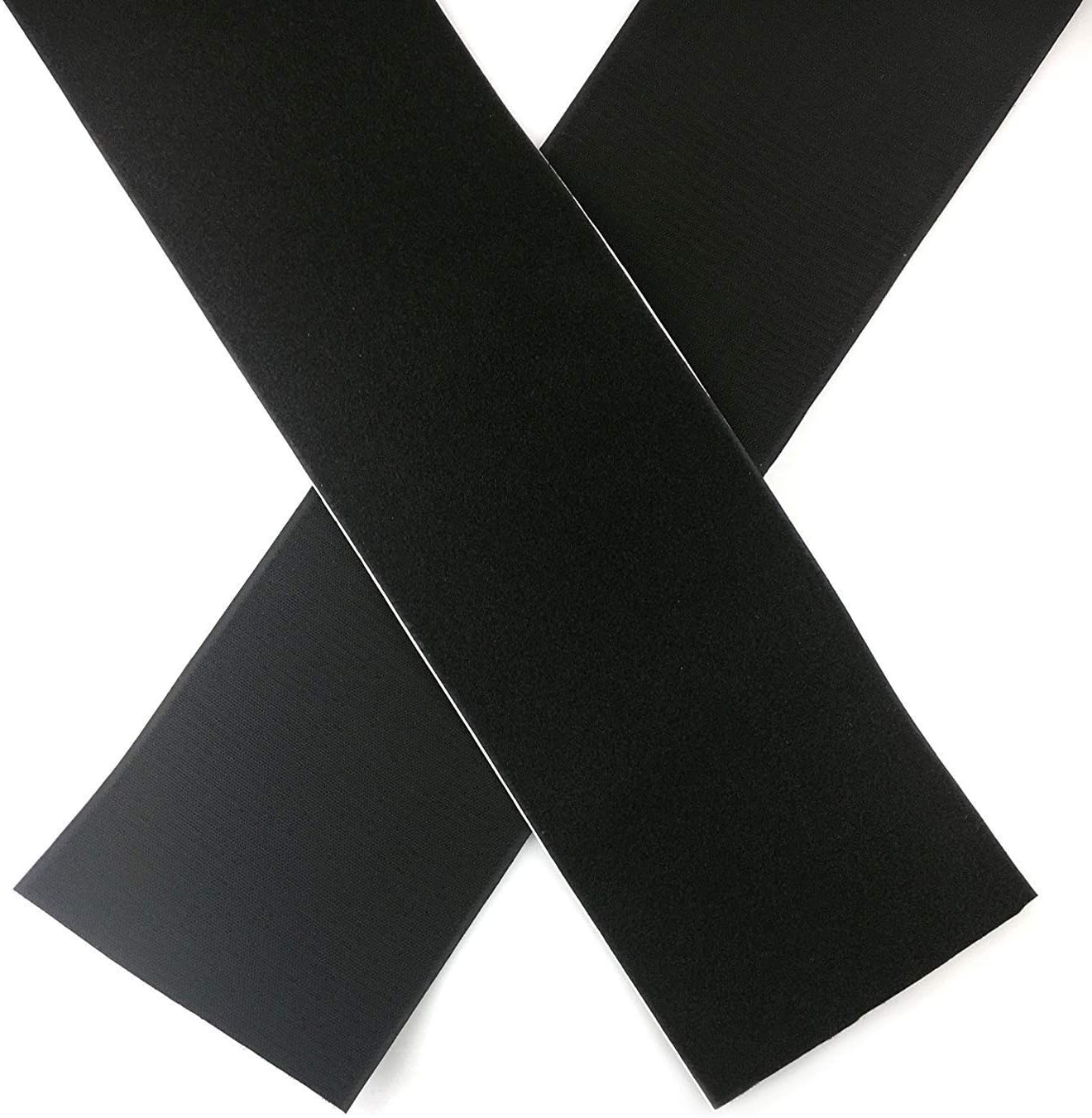 18cm (7' inch) Ultra Wide Self Adhesive Hook and Loop Strips Set with Super Sticky Glue Nylon Fabric Fastener (Black, 5m)
