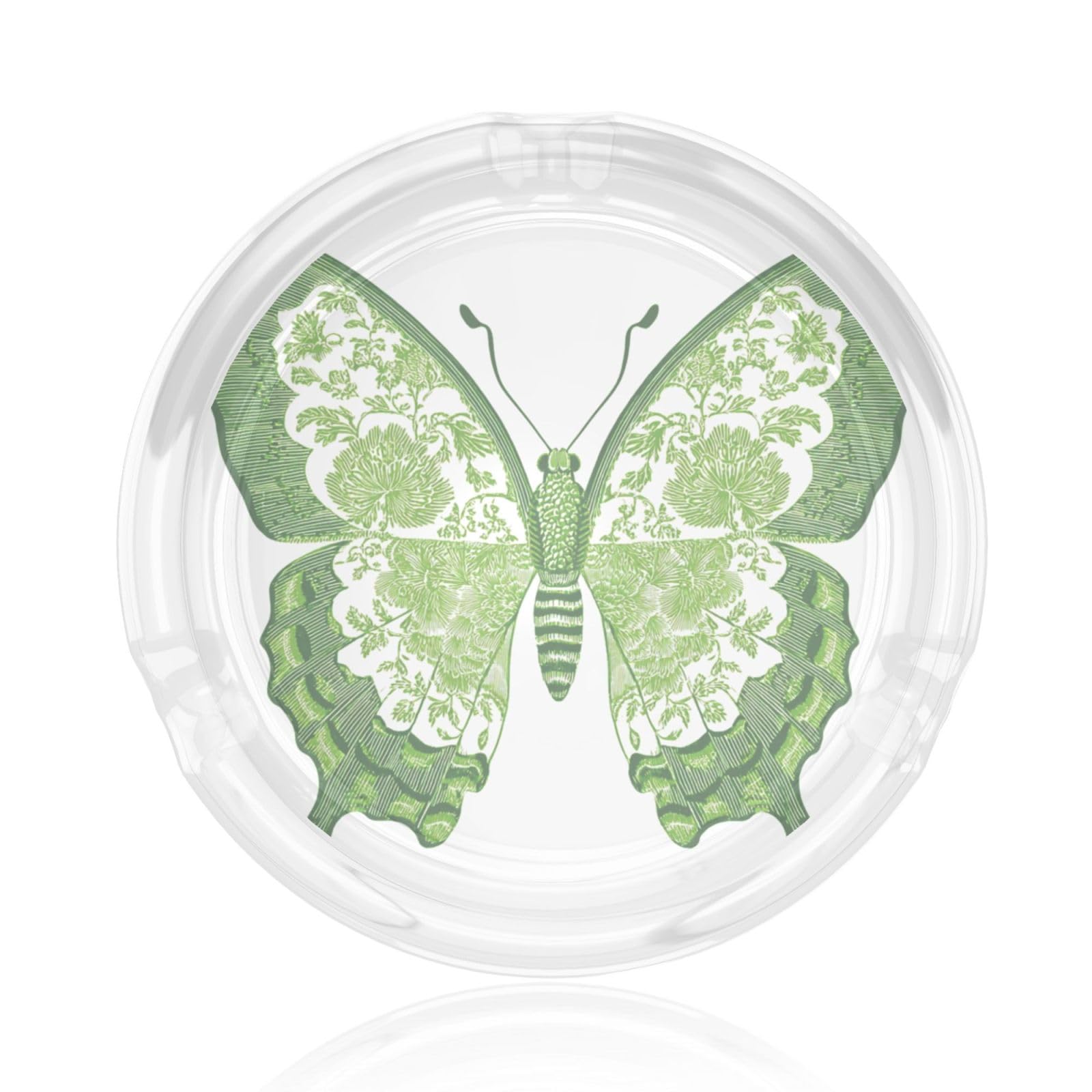 Toile De Jouy Butterfly Green Glass Ashtray For Cigarettes Ash Trays Case For Home Office Decor