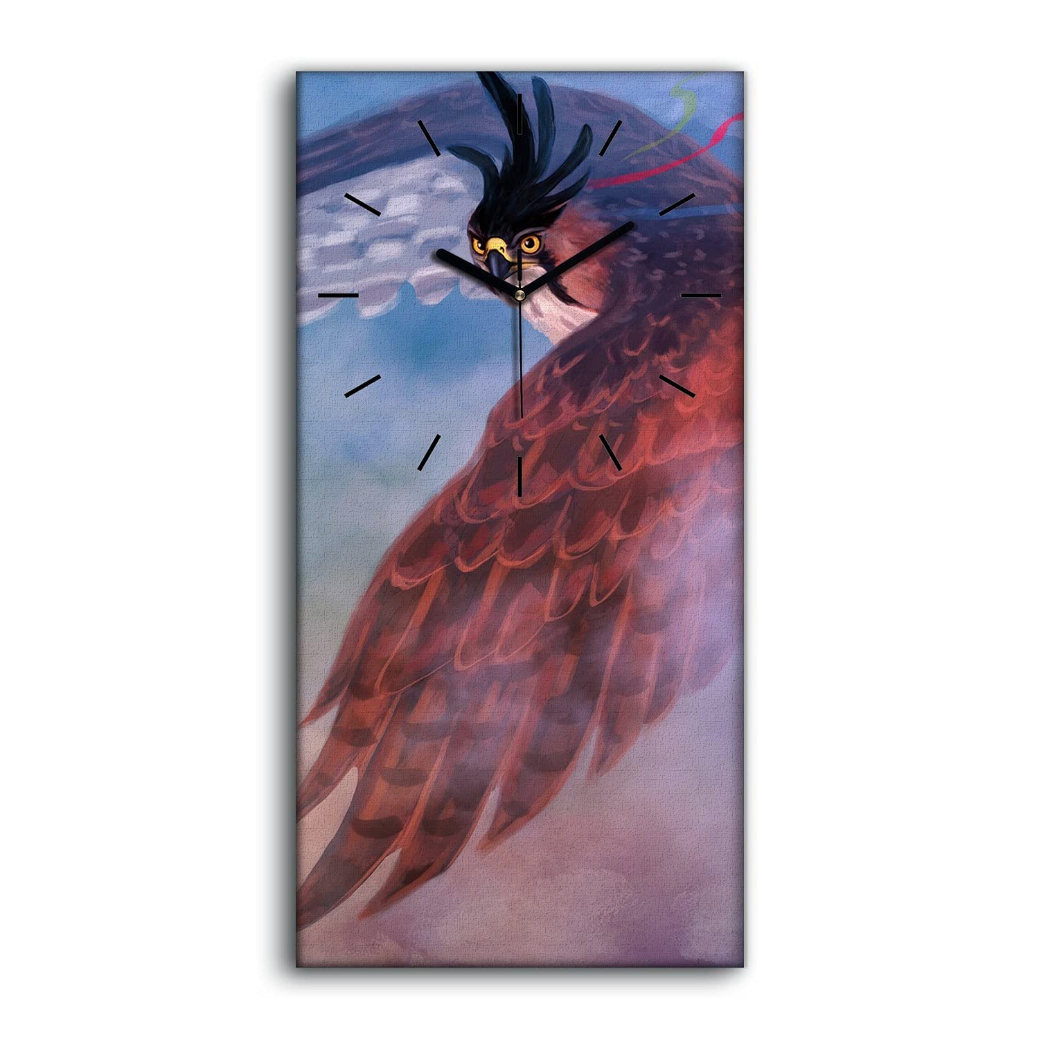 Horloge sur toile moderne 30x60cm Coloray tableau oiseau silencieux