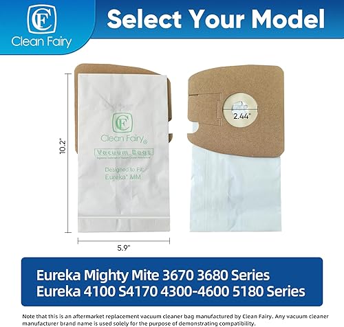 Miniatura 2 de CF Clean Fairy Paquete de 15 bolsas para aspiradora compatibles con Eureka Mighty Mite 3670 3680 4100 S4170 4300-4600 5180 Series modelos de