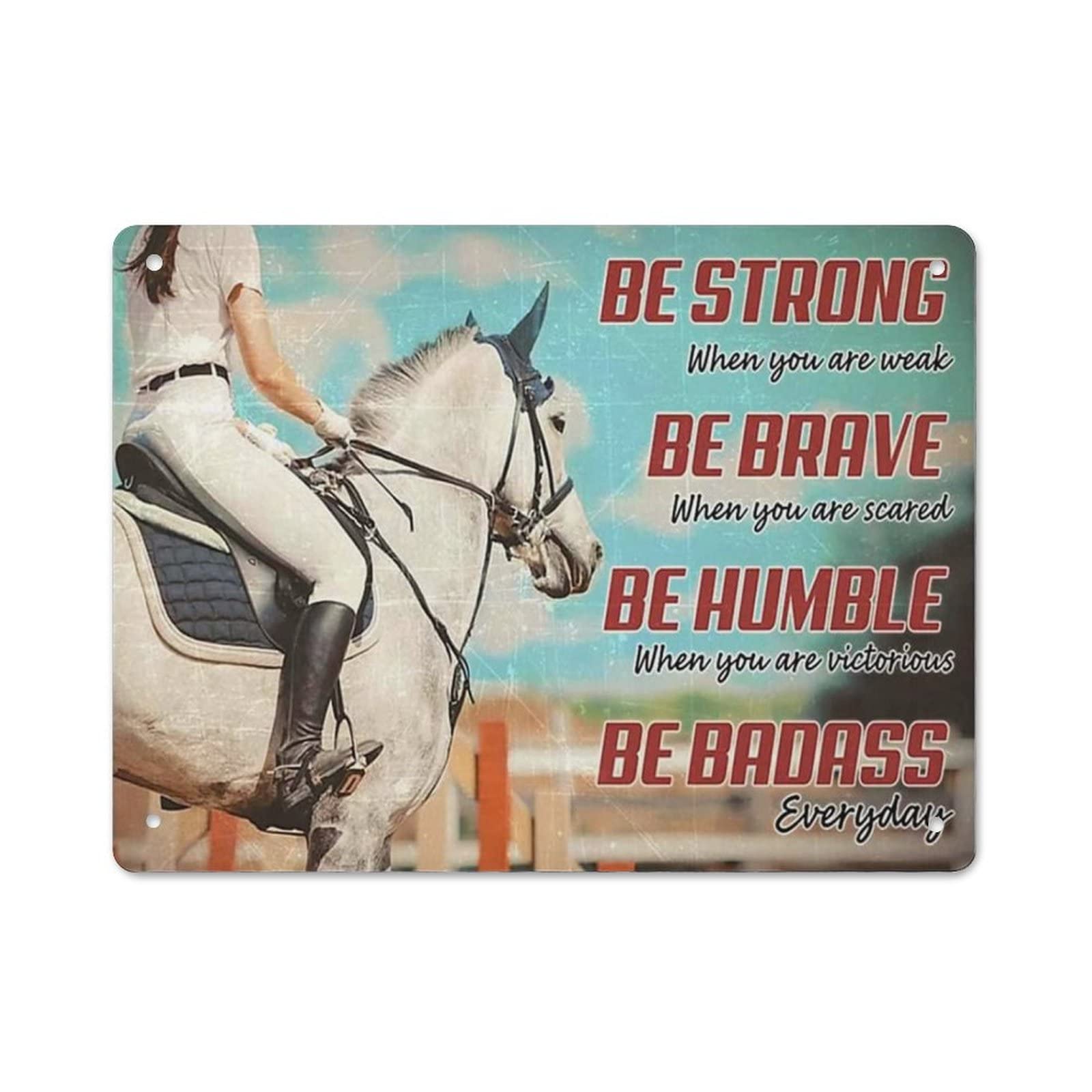 AOOEDM Horses Style Be Strong Be Brave Wall Metal Tin Sign for Home Bar Pub Kitchen Wall Art Deocr Man Cave Vintage Metal Sign Poster Plaque Signs Quotes Sign