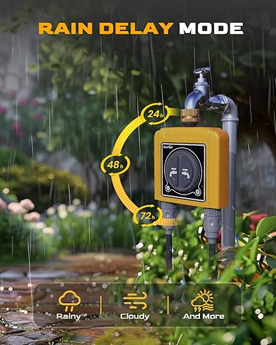 Miniatura 7 de RAINPOINT Temporizador de agua WiFi con entrada de latón, temporizador de rociador de 2 salidas, controlador automático del sistema de riego