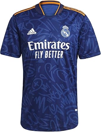 adidas Mens Real Madrid 21/22 Away Authentic Jersey Victory Blue, Small