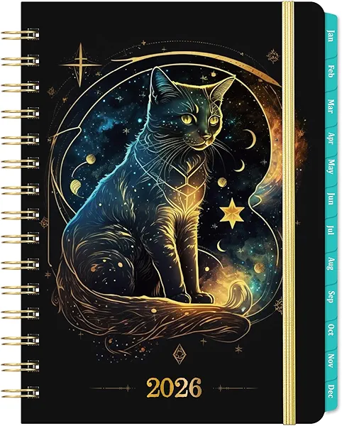 2026 Planner - 2026 Planner Weekly and Monthly, Planner 2026 with Tabs, Jan. 2026 - Dec. 2026, 2026 Calendar Monthly Planner, 8.4" x 6.3", Back Pocket + Thick Paper + Twin-Wire Binding - Cat Planner