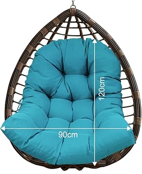 LiveGo Waterproof Egg Chair Cushion,Detachable Hanging Hammock Swing Chair Cushion, Soft Hanging Egg Chair Back Cushions Pads, for Indoor and Outdoor Garden Offices(Blue)