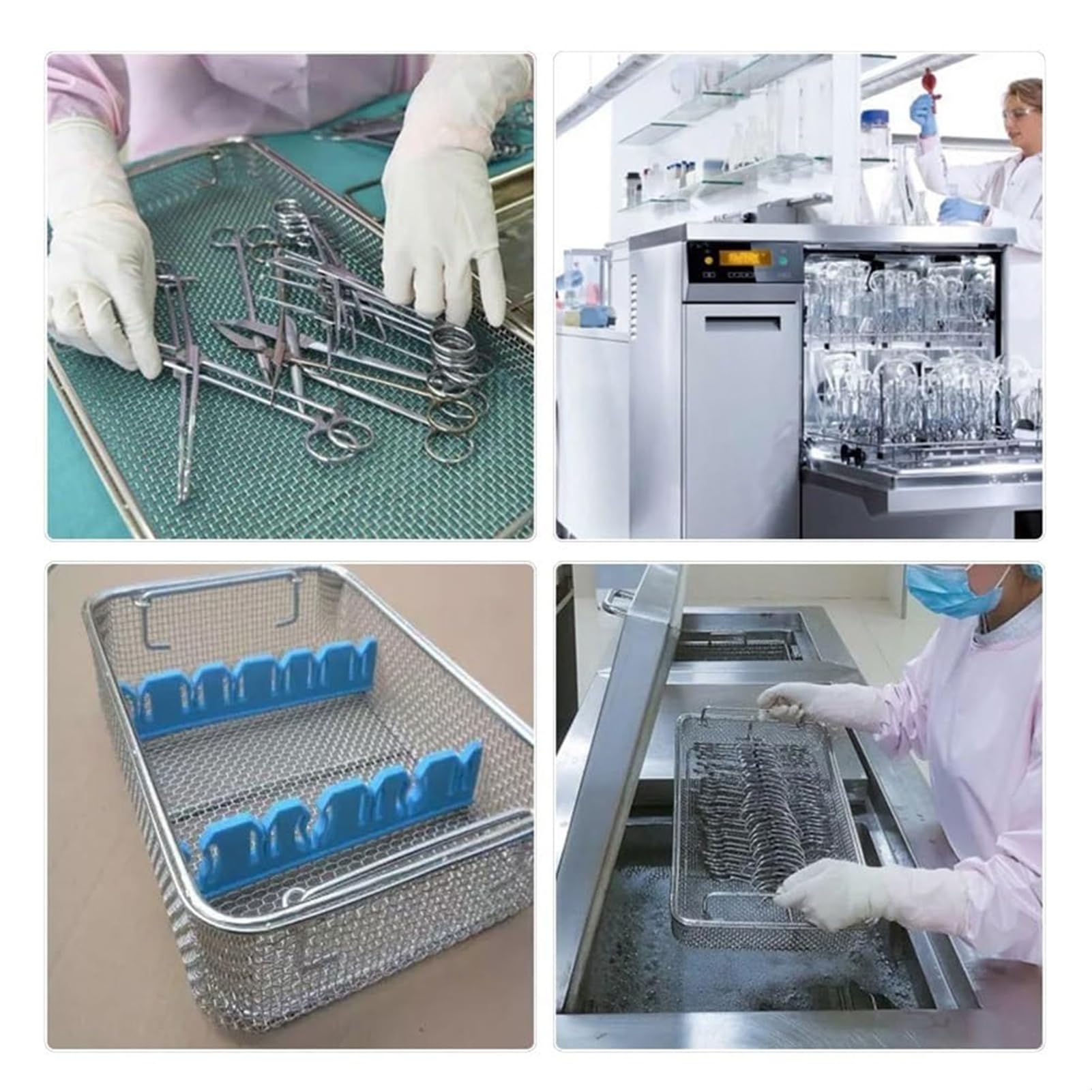 Bandeja Médica para Instrumentos, 304 Cestas de Esterilización de Instrumentos de Acero Inoxidable, Bandeja de Esterilización de Cestas Perforadas de Malla