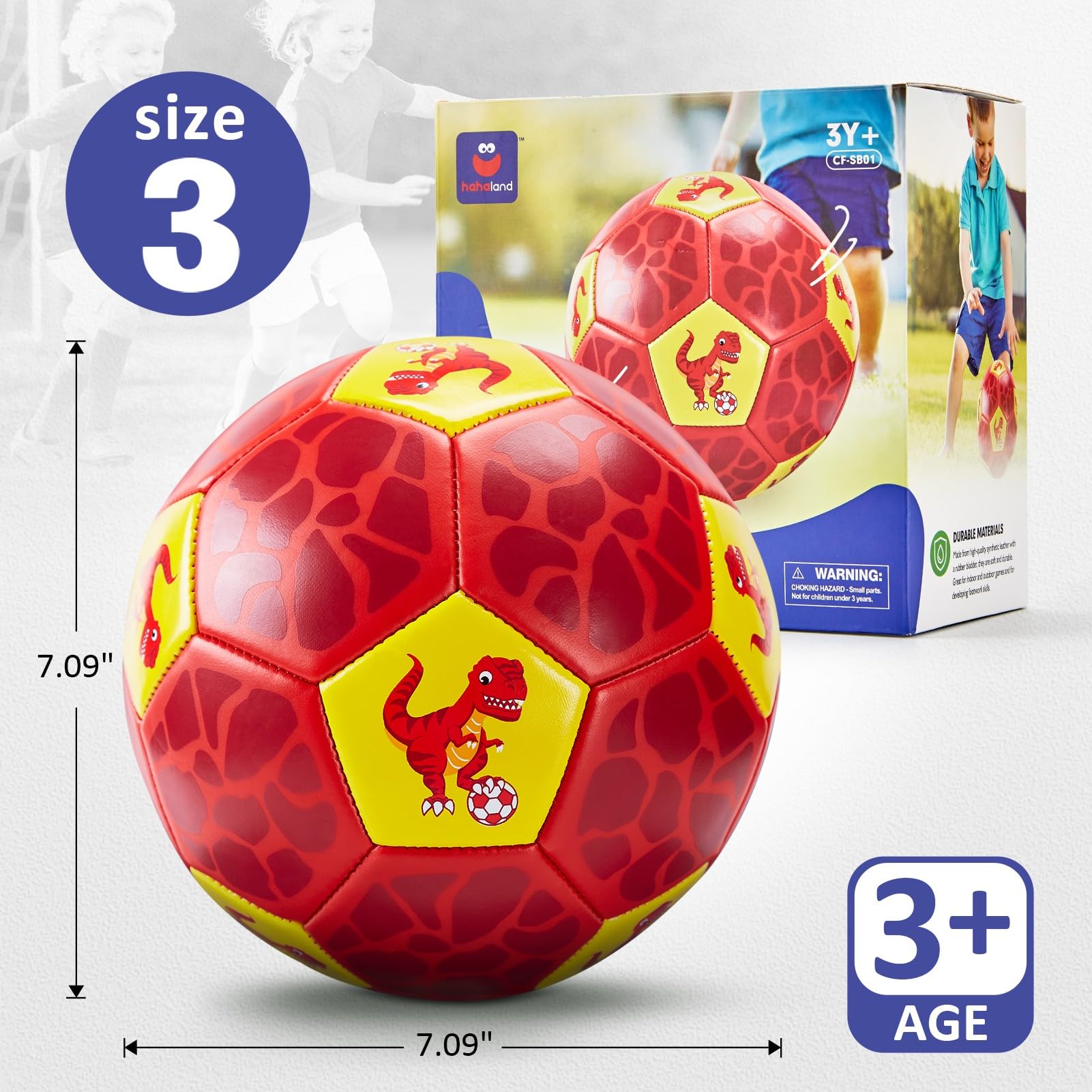 hahaland Pallone da Calcio per Bambini con Pompa, Borsa Rete - Palla Dinosauro Misura 3 - Giocattolo Interni/Cortile/Esterno Bambine 3 4 5 6 7 anni - Giochi per Bambino, Palloni Calcio Regalo