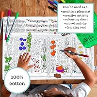 Vista 6 de eatsleepdoodle Mantel individual de frutas y verduras en su propia bolsa de algodón para colorear, cuenta con un divertido mantel individual