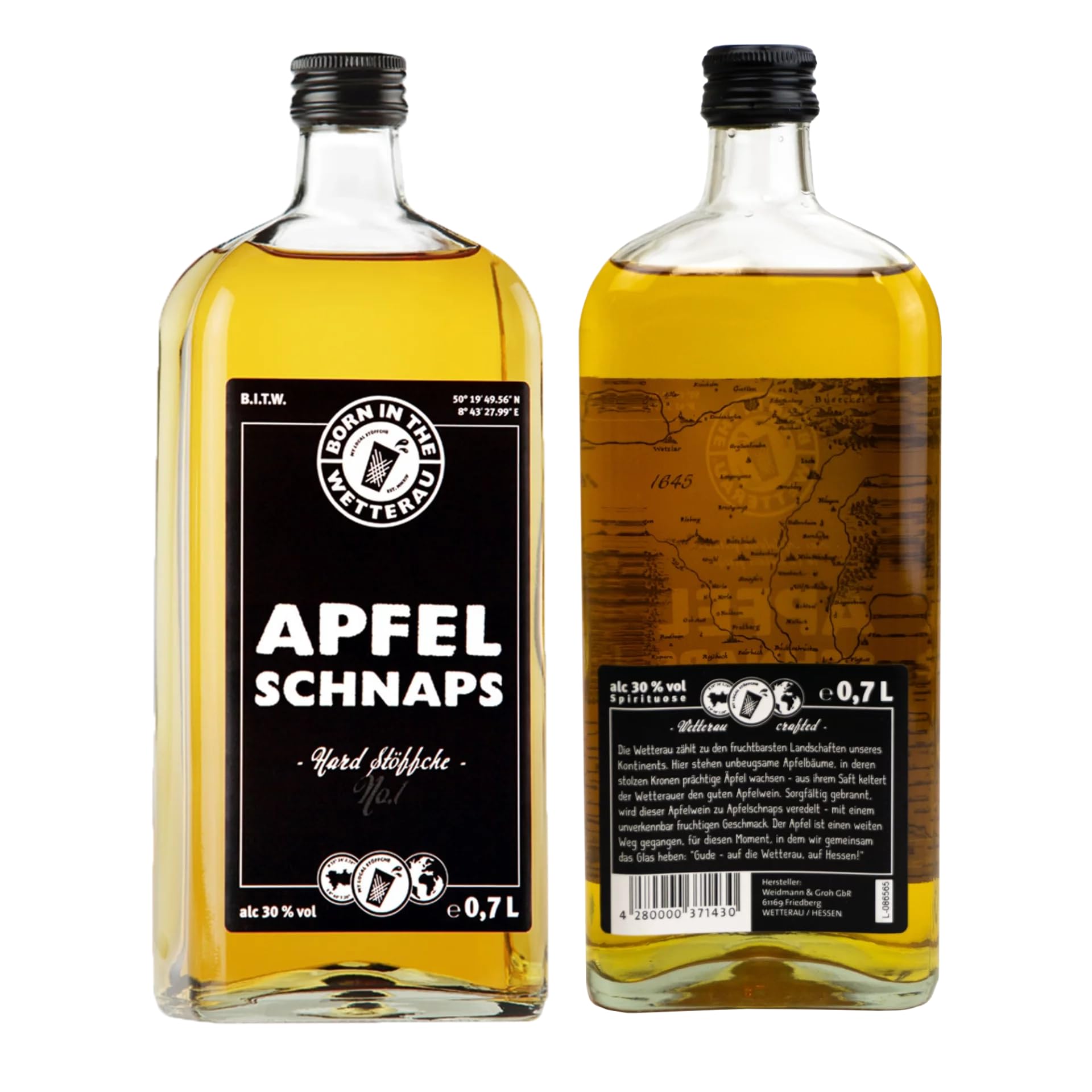 BitW Apfelschnaps Set | Geschenk Set | Schnapsgläser | Ausgießer | Born in the Wetterau