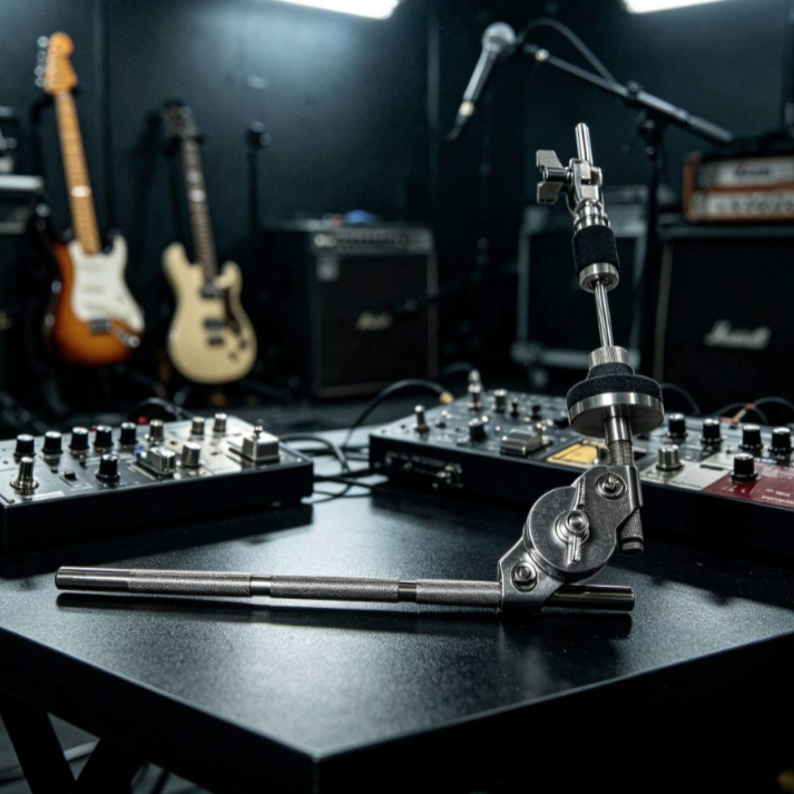 Hardware Regolabile Salvaspazio per Batteristi, Percussionisti, Sala Prove, Studio di Registrazione, Concerti Diretta, Asta Media Tre Sezioni