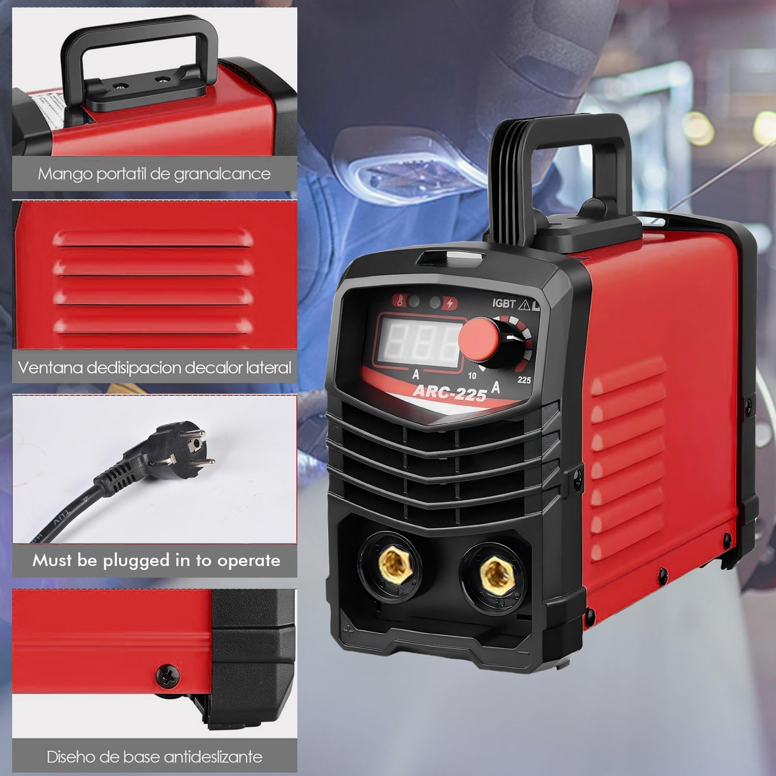 ARC-225 Schweißgerät 220V, Mini Schweißgerät mit IGBT Inverter, Elektroden Schweißgerät mit Einstellbarem Strom & Digitaldisplay, Tragbares Handschweißgerät mit Komplettzubehör