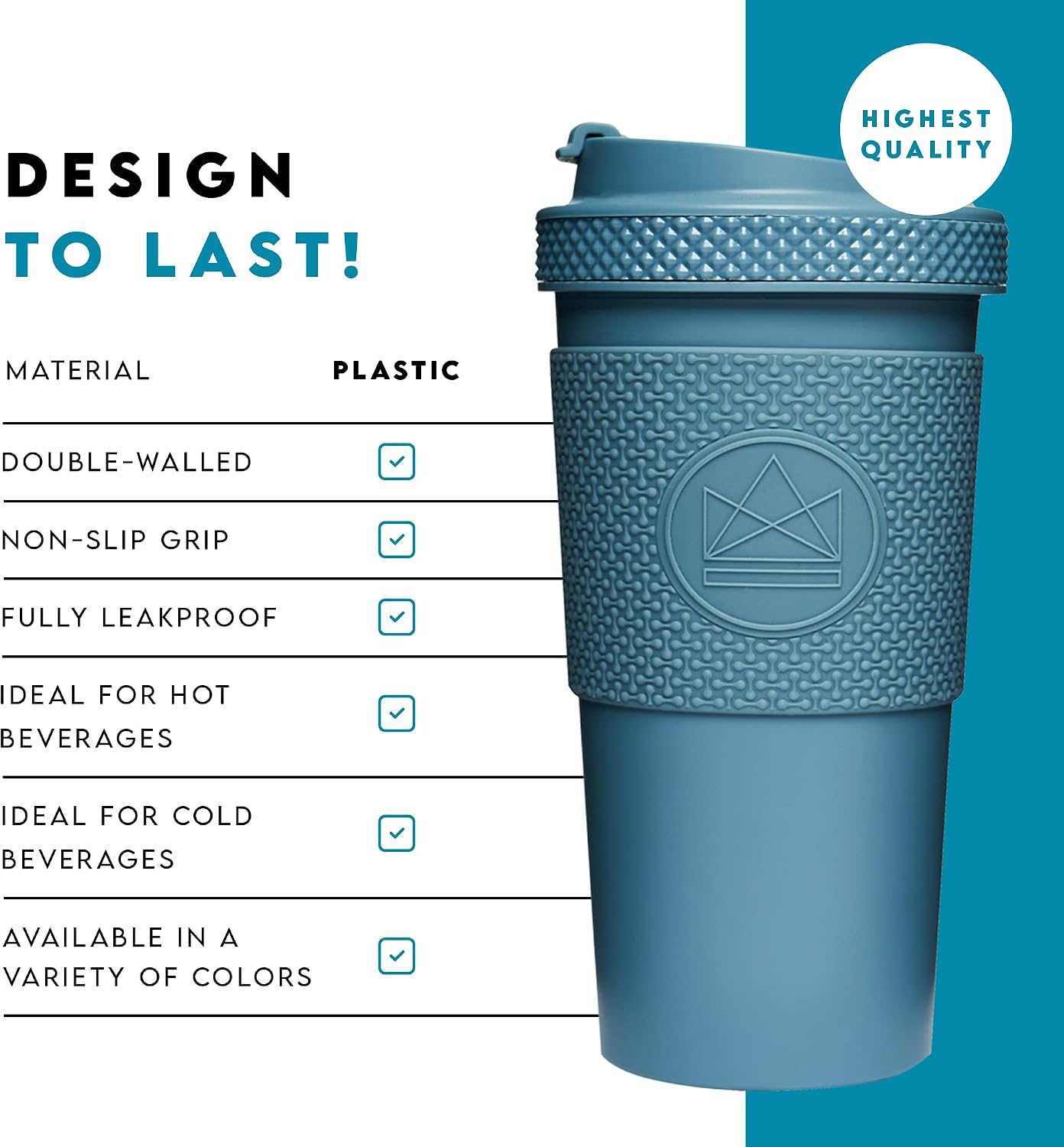Neon Kactus - Double-Walled Coffee Cup, Reusable Coffee Cup with Resealable Lid, Food-Grade Silicone Seal and Sleeve, Insulated Coffee Tumbler, Leakproof Travel Mug, Recyclable, Super Sonic, 20oz