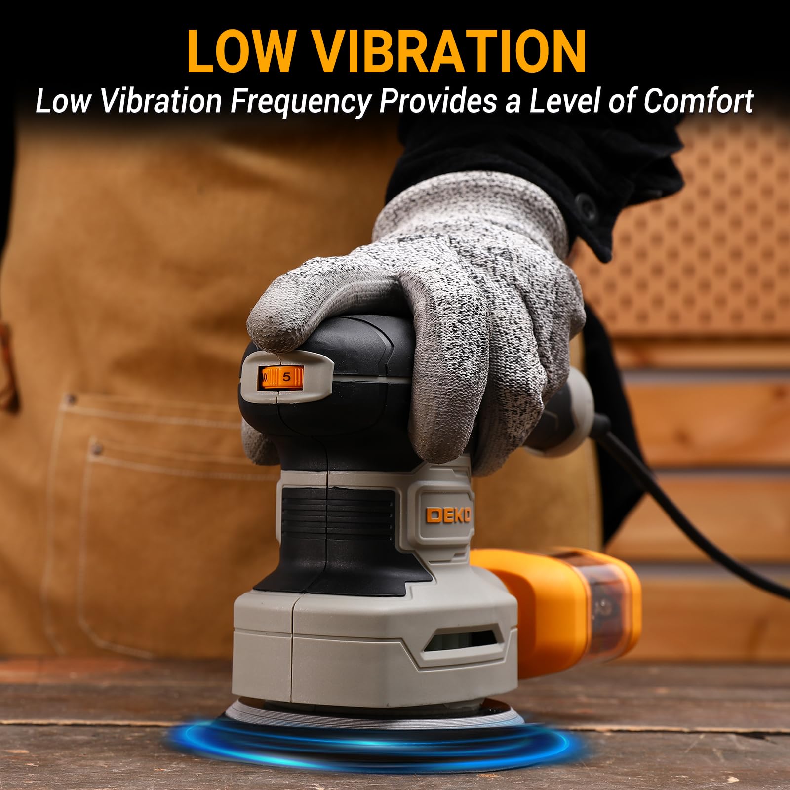DEKOPRO 3-IN-1 Orbital Sanding Machine: Multi-Function Sander 300W 13000RPM Detail,Sheet Sanders and Orbital Sanders Corded with 9 pcs Sandpapers,6-Speed Electric Hand Sander Tool Set for Wood Working - Image 2