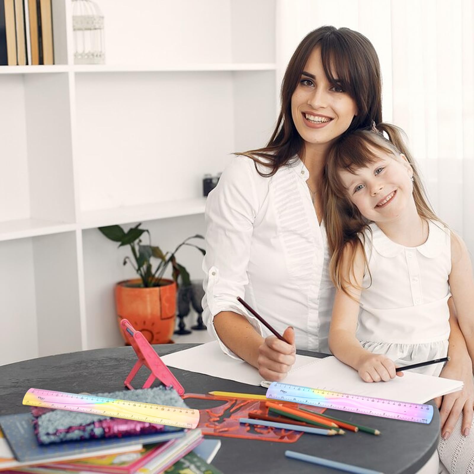 2 Pieces Flexible Ruler, Mabor 12inch Plastic Ruler Shatterproof Straight Edge Ruler Soft Bendable Ruler for School Classroom Office Kids & Adults - Image 7