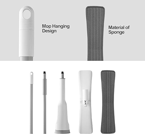 Miniatura 7 de Eyliden Trapeador de apartamento, fregona de esponja, especializada para espacios pequeños, mopas autoescurridoras para limpieza de pisos, mopa