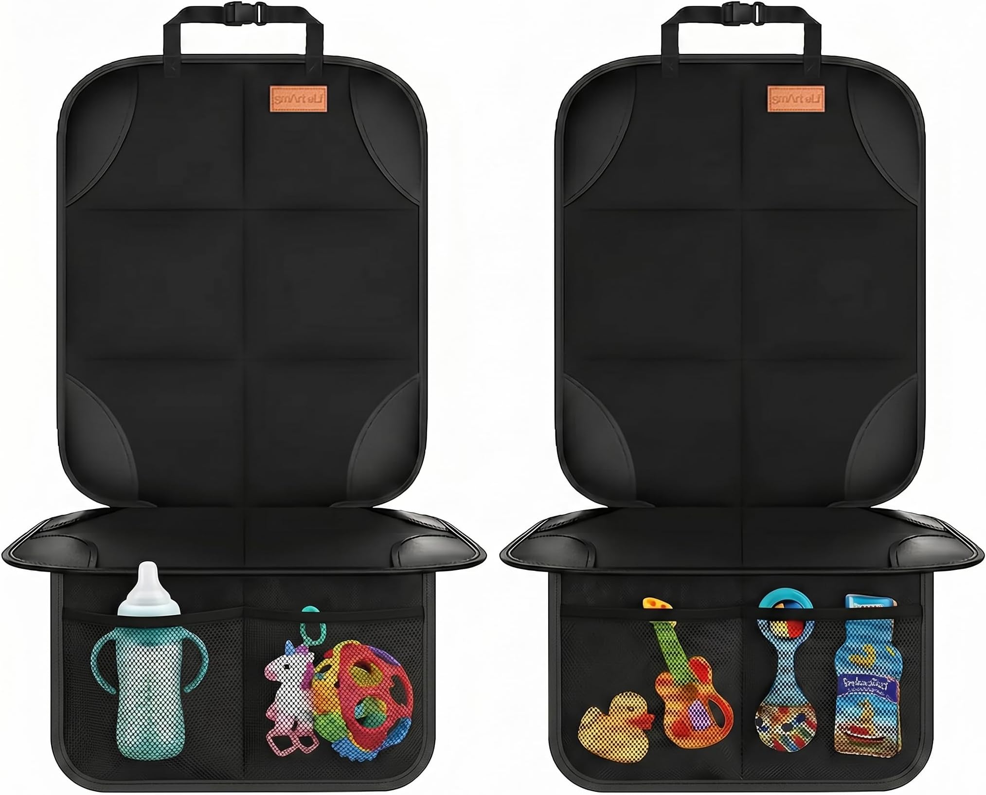 SMART ELF 2 pack Car Seat Protector - for kids, Child with Waterproof Fabric & Thickest Padded Cover & Featuring Best Size Coverage Available & Organiser Pockets - Fits Isofix
