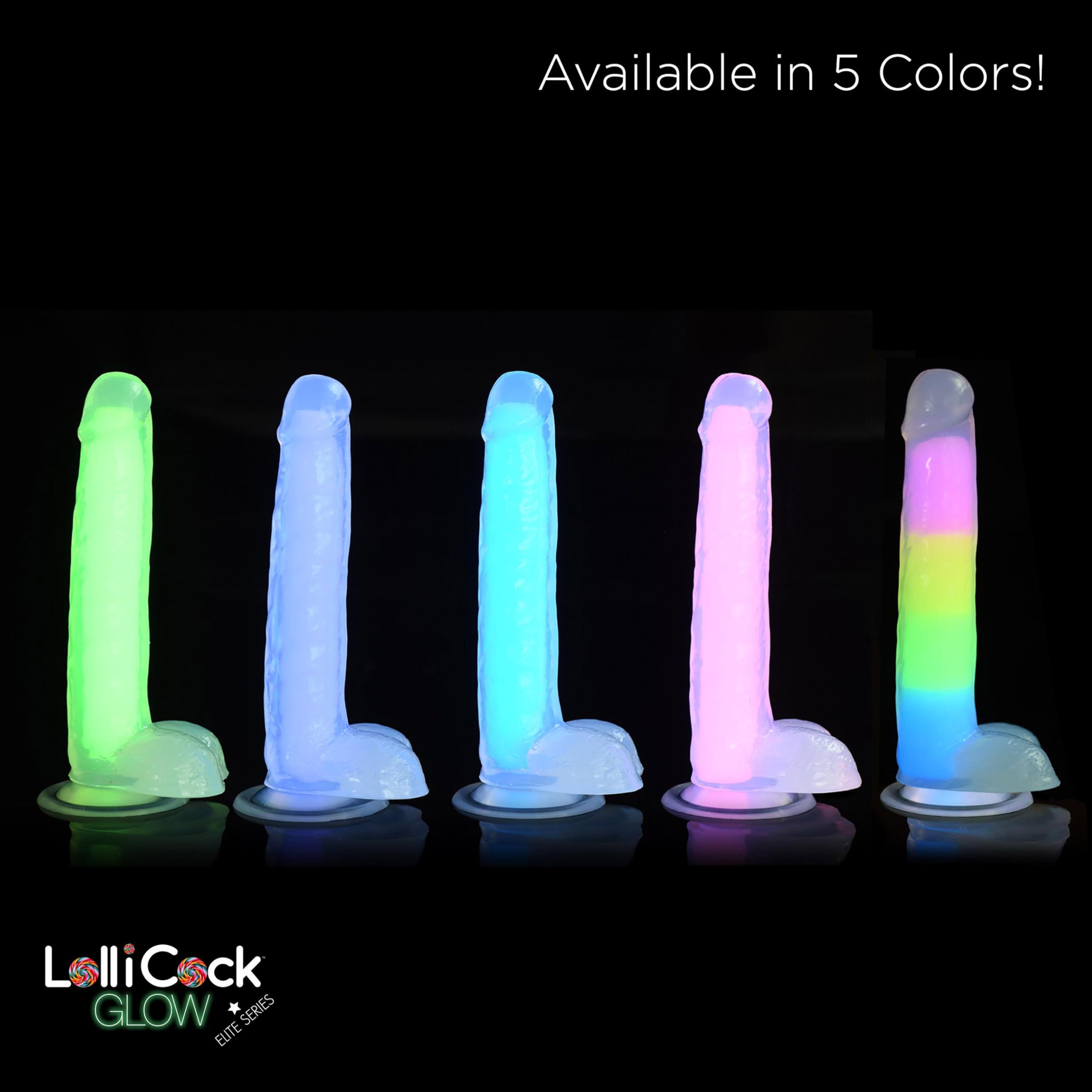 Amazon.com: LOLLICOCK 7" Glow-in-The-Dark Rainbow Premium Silicone Dildo  with Balls for Men, Women, & Couples. Strong Suction Base Firm & Flexible  Harness Compatible. 1 Piece, Rainbow : Health & Household