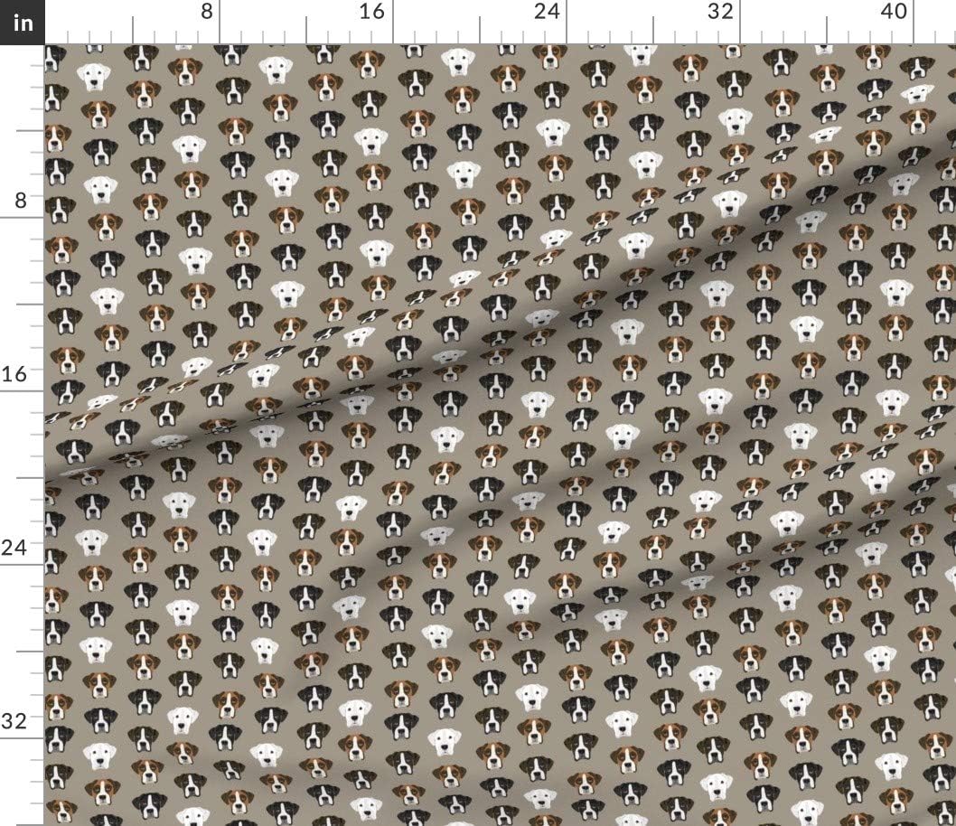 Spoonflower Fabric - Boxer Dog Dogs Heads Medium Brown Boxers Head Pet Portrait Printed on Petal Signature Cotton Fabric by The Yard - Sewing Quilting Apparel Crafts Decor