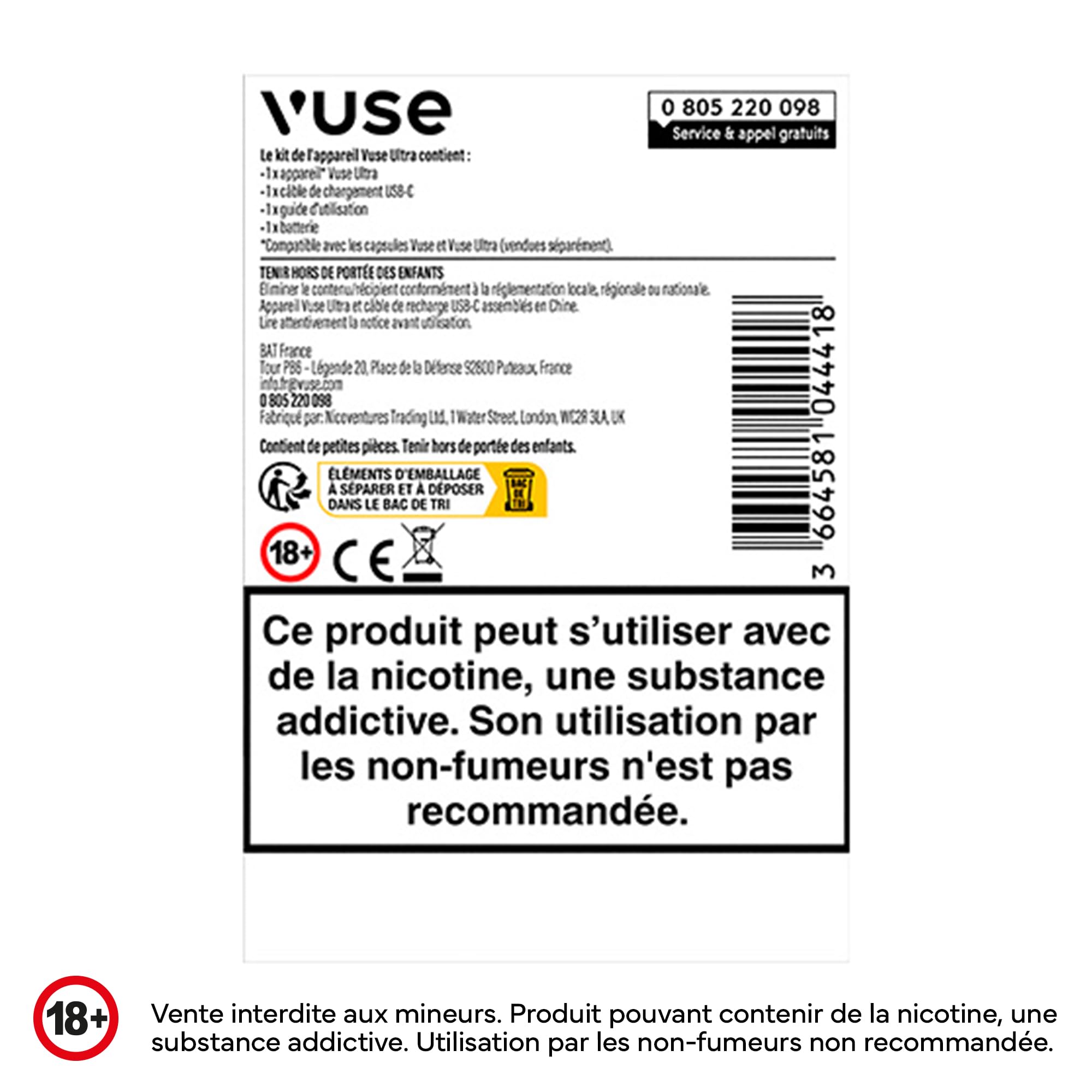 Vuse Ultra Cigarette Électronique – Kit Complet Vapoteuse Electronique  Rechargeable avec Batterie Longue Durée, Vapeur Réglable, Cigarettes  Électroniques, Capsules Vendues Séparément, Couleur: Noir : Amazon.fr:  High-Tech